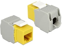 DeLOCK UTP Cat6 Keystone modul, RJ45 ho - LSA Cat6, Tool-free gul/grå