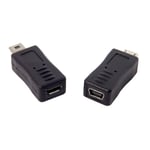 Lot de 2 adaptateurs CY - Mini-USB mâle vers micro-USB 5 broches femelle et mini-USB femelle vers micro-USB mâle - Coloris noir