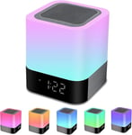 Bedside Lamp with Alarm Clock Bluetooth Speaker, Night Light Bedroom Decor RGB