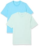 Amazon Essentials Men's T-Shirt Regular-Fit Short-Sleeve Crewneck, Pack of 2, Aqua Blue/Light Blue, XXL