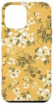 Coque pour iPhone 12 Pro Max Fond jaune avec petites fleurs blanches