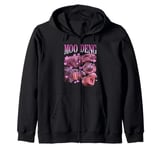 Moo Deng I Love You Bouncy Pig The Cute Baby Hippo Zip Hoodie