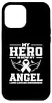 Coque pour iPhone 12 Pro Max Ruban blanc de sensibilisation au cancer du poumon My Hero Is Now My Angel