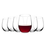 Amisglass Stemless Wine Glasses, 520ml Lead-Free Crystal Unique Large Wine Glasses For Cabernet, Pinot Noir, Burgundy, Bordeaux, Stylish Drinkware for All Beverages - Set of 6