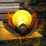 LED solaire fleur de lotus déco lampe boule verre craquelé jardin extérieur projecteur fleur terrasse balcon lumière vert-or