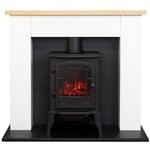 Adam Chester Fireplace in Pure White with Sureflame Ripon Electric Stove in B...