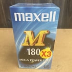 3x Maxell E-180M Blank Recordable VHS Video Tapes PAL  - New Sealed