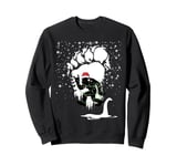 Bigfoot Christmas Loch Ness Santa Hat Lights Snowflakes Xmas Sweatshirt