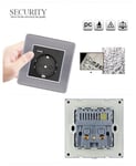 Type-c+USB16A Type 86 French Socket Panel, Kantojen määrä: 2 reikää, USB-porttien lukumäärä: 1, Type-C-porttien lukumäärä: 1, Turvallinen ja kiinteä (ruostumaton teräs pyöreillä kulmilla, valkoinen)