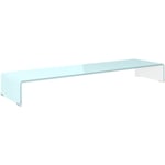 Bonnevie - Meuble tv Support pour moniteur, Étagère tv, Meuble de Salon, 110 x 30 x 13 cm Verre Blanc OIB3544E