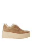 Dune Esthie Suede Faux Fur Lined Chunky Slip-On Trainers, Tan