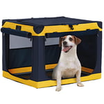 A 4 Pet Soft Dog Crate, 26 Inch Foldable Travel Dog Crate for Small Dogs and Cats, Puppy Crate with Durable & Adjustable Steel Frame and Washable Fabric Cover, Yellow