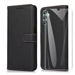 SMYTU Coque pour Samsung Galaxy A04s / A13 5G + Verre Trempé,Protection Portefeuille Case Cover de Magnétique for Samsung Galaxy A04s / A13 5G,Housse en Cuir Case Samsung Galaxy A04s / A13 5G - Noir