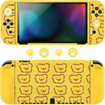 Coque De Protection Pour Switch Oled,Antichoc Souple Poignée Cover Dockable Housse De Protection Console Accessoires Avec 2 Joycon Cover Et 4pcs Pouce Pouce Capuchons,Ours Jaune