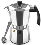 Espresso Maker - Stovetop Moka Pot, 6 Cup, Transparent Lid,