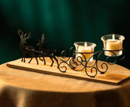 Christmas Candle Holder Decoration Tealight Sleigh Reindeer Ornament Xmas Stag