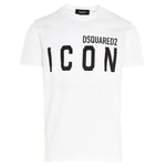 Dsquared2 Mens ICON Black Print White T-Shirt Cotton - Size X-Large