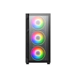 Vida Lucid ARGB Boîtier de Jeu avec vitre Avant et latérale, Micro ATX, 4 Ventilateurs ARGB Infinity Noir