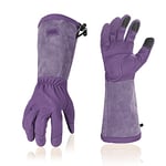 Vgo... Gants de jardinage pour femmes, gantelet d'élagage, manches longues, anti-épines, puncture protection, avant-bras long, écran tactile (SL6592,Violet,7/S,1Paire)