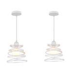 Suspensions Luminaires Moderne Lustre Plafonnier de Design à Spirale en Cascade Lampe Métal 20cm Blanc 2PCS