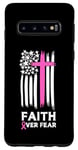 Coque pour Galaxy S10 Faith Over Fear Drapeau américain Survivant du cancer du sein