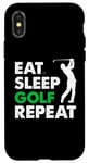 Coque pour iPhone X/XS Eat Sleep Golf Repeat, Golf Tshirt for Women, Men, Golf Tee