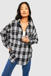 Womens Oversized Checked Shirt - Black - 12, Black