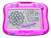 Megasketcher Tomy - Ardoise Magique Classique Rose T6484, Tablette Dessin Idéal pour Voyager, Tableau Magnétique Effaçable Adapté aux Enfants de Plus de 3 Ans