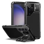 seacosmo Coque Samsung S23 Ultra Métal Rigide [Protection Caméra & Supports] Antichoc Militaire avec Verre trempé Integrale Indestructible Etui Galaxy S23 Ultra [Compatible Charge sans Fil] - Noir