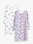 John Lewis & Partners Kids' Floral Sheep Print Night Dress, Pack of 2, Multi 10 years female 100% polyester