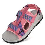 Gaatpot Sandales Femme Sandals de Sport et d'Extérieur Avec Soutien de la Voûte Sandale de Trekking Randonnée Ajustable Bout Ouvert Confortable Rose 42