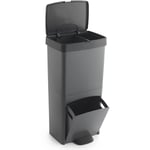 Wellhome - Poubelle 70L, verticale, 2 compartiments, poubelle, 76 cm, gestion facile - Noir