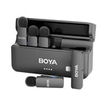 Boya BY-V4D Mini Microphone Cravate sans Fil pour Smartphone iPhone, 4 micros sans Fil à Clipser pour Enregistrement vidéo, Podcast, Interview, Streaming, vlog Youtube