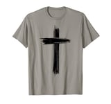 Brush Stroke Cross - Bold Christian Cross T-Shirt