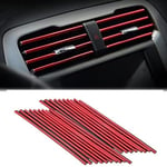 20 Pcs de Garniture Grille et Voiture PVC Voiture Intérieur Tuning Voiture Bandes Sortie d'Air de Voiture Bande de Grille D'Aération Voiture Climatisation Décoration Intérieure Accessoires (Rouge)