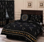 KING SIZE DUVET COVER SET CELESTIAL HOROSCOPES BLACK GOLD YELLOW BEDDING SET