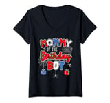 Womens Mommy of the Birthday Boy Spider Theme Party Costume Present V-Neck T-Shirt