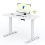 FLEXISPOT 2 Moteurs Bureau Assis Debout 120x80 Une Pièce, Bureau Debout électrique avec Panneau à Fonctions Mémoires, Bureau Réglable en Hauteur Électrique, Charge 100kg, Blanc+Blanc