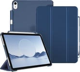 Coque Pour Ipad Air 11 Pouces 2024/Ipad Air 5/Ipad Air 4 (2022/2020) 10.9"" - [Rangement De Stylet] ¿¿Tui Transparent Mat, Housse Fine Protection Veille/R¿¿Veil Automatique, Bleu Marine