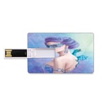 32 GB USB Flash Thumb Drives Winter Bank Credit Card Shape Business Key U Disk Memory Stick Storage Fantasy Snow Queen in Mask with Dragon Artistic Illustration Print,Teal Dark Teal Sand Brown Persona