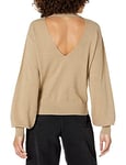 The Drop Jaclyn Pull pour Femme, Col Montant, Découpe dans le Dos, Beige Houmous, Taille S