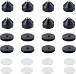 Haut-Parleur Pointes De Découplage, 8 Pièces Pieds Enceintes Hifi Avec Base Pad Tapis, 16 Pièces Tampons Adhésifs, Support Pour Lecteur Cd, Dvd, Audio Isolation, Noir