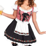 Tysk Oktoberfest-dräkt för kvinnor Dirndl traditionell bayersk ölfestival karneval Fraulein cosplay piga klänning outfit -hg röd Ed M