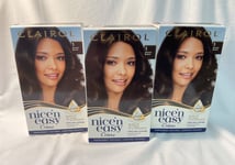 3 X CLAIROL Nice’ n Easy Crème Permanent Hair Colour 3 BROWN BLACK