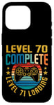 Coque pour iPhone 16 Pro Level 70 Complete Level 71 Gamer vidéo 70e anniversaire