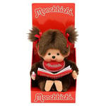 Sekiguchi- Original Monchhichi Mädchen 221561-Original Girl, Figurine Album Photo et Rubans, Animal en Peluche Brun d'env. 20 cm, 221561, Marron, 0