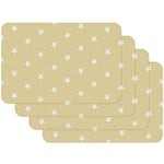 Venilia 59052 Pattern Placemat for Dining Room Table Plate Coasters Place Mats Wipe Clean Food Safe 45 x 30 cm Set of 4, Beige Stars, 4 STK