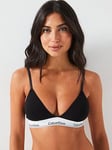 Calvin Klein Lined Triangle Bralette - Black, Black, Size L, Women