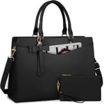 Sac Cabas Femme Grand Sac ¿¿ Main Sac Ordinateur Portable 15.6 Pouces Sac De Cours Pu Cuir Avec Pochettes Et Clutches Pour Affaires Travail