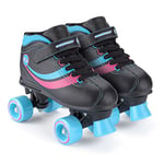 Osprey Disco Quad Roller Skates for Adults and Kids, Retro Roller Boots with ABEC 7 Bearings, UK ADULT 3/EU 35-36, Black